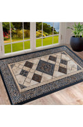 Machine Washable Door Mat with Geometric Border