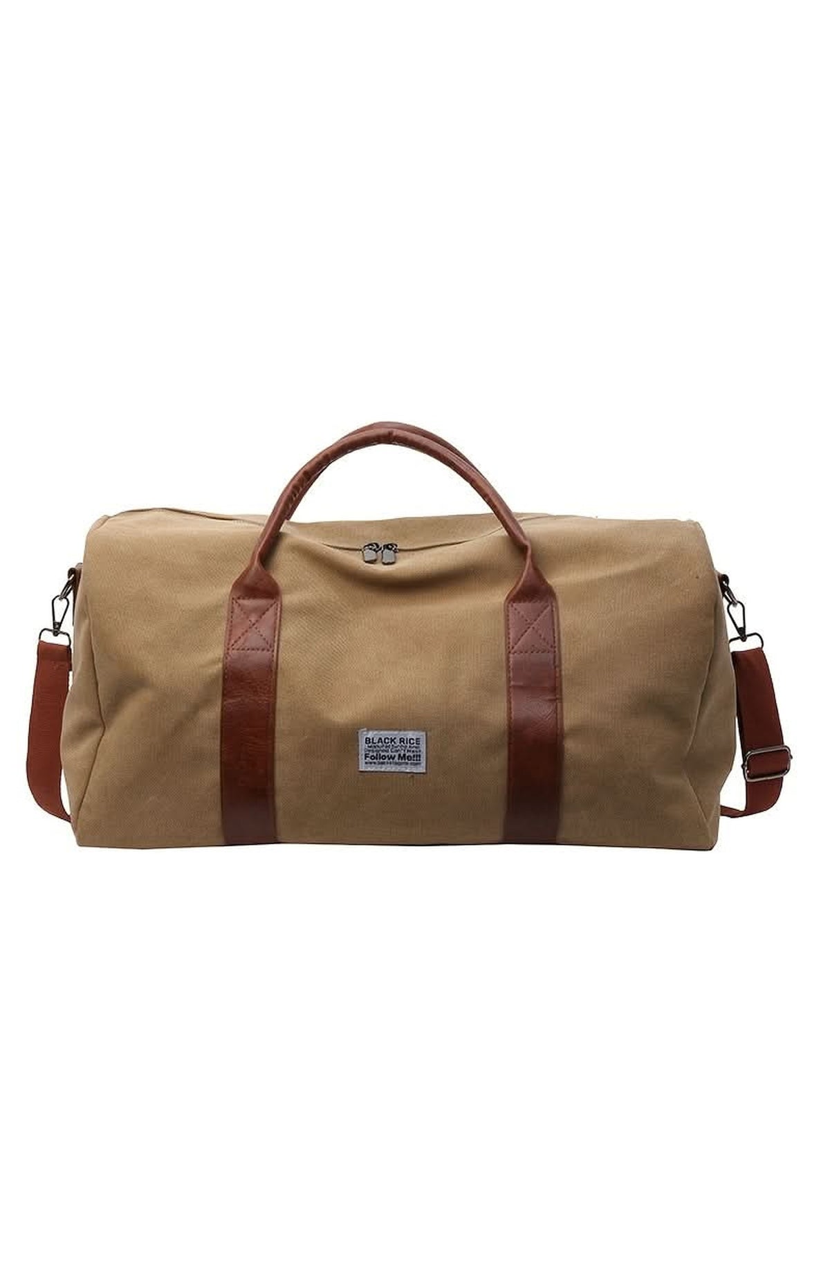 Washed Canvas Duffel Bag with Leather-Look Handles