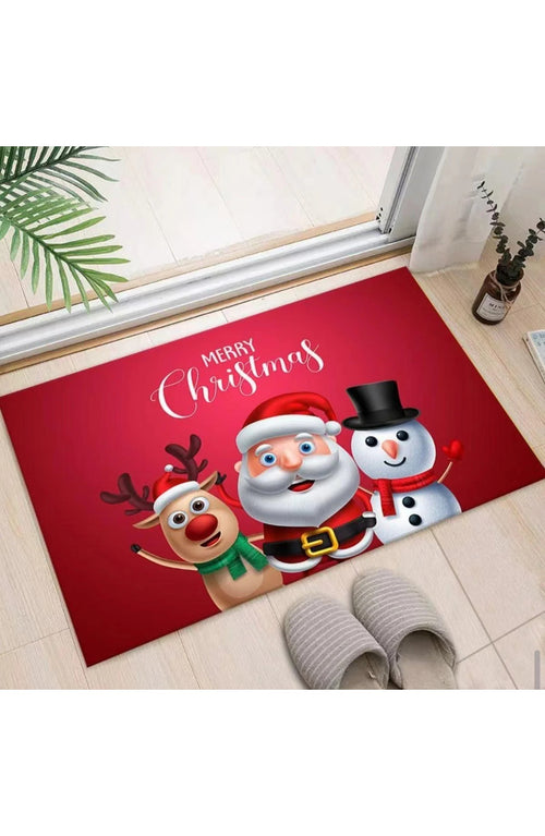 Christmas Door Mat with Santa and Friends