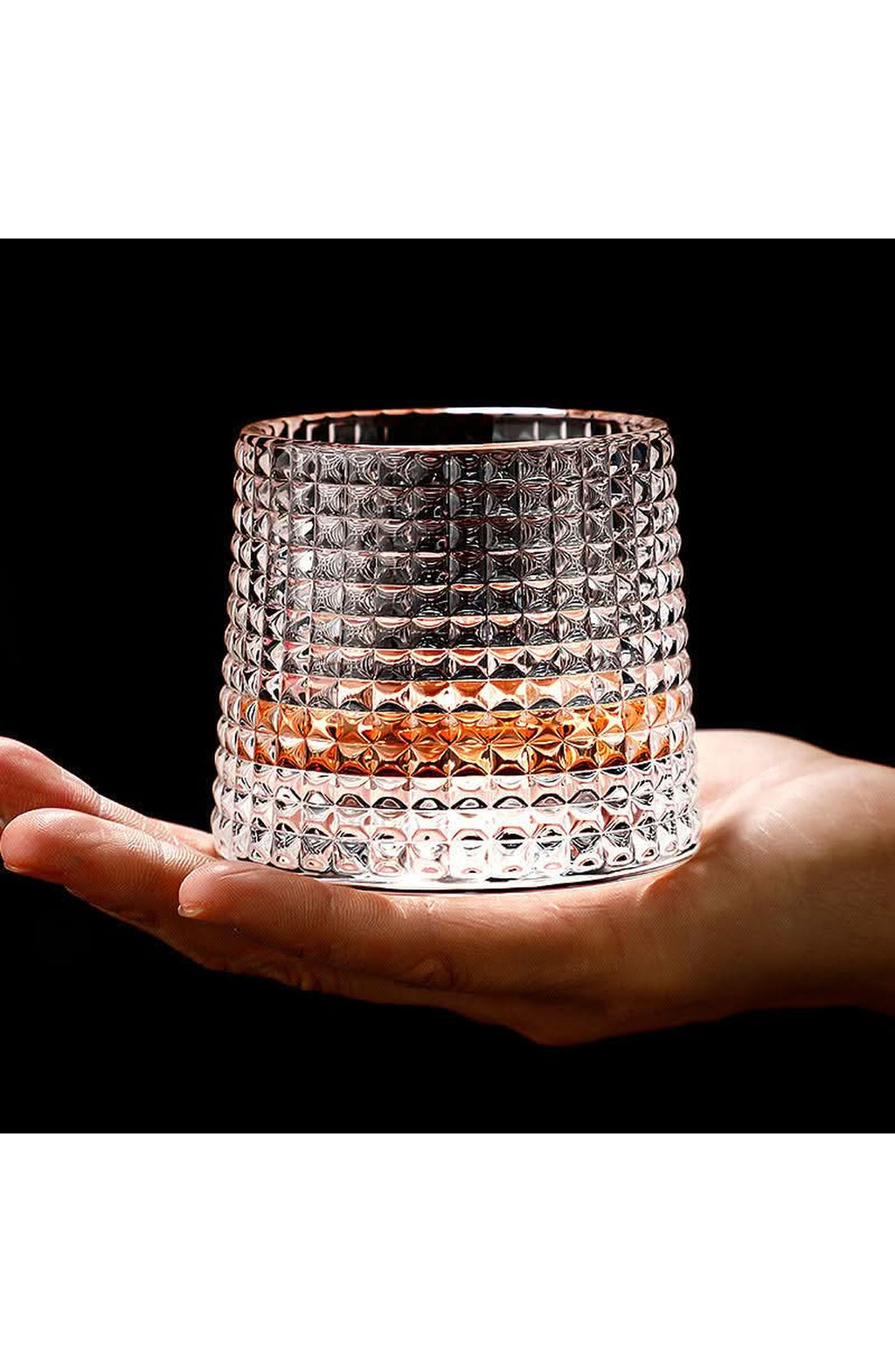 Spinning Whisky Glass with Wooden Coaster