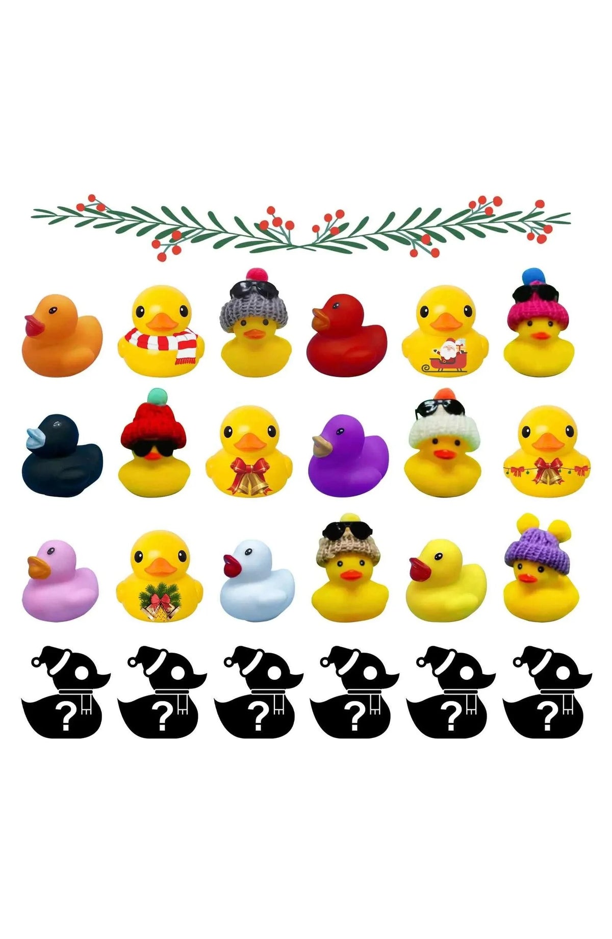 Rubber Duck Advent Calendar with 24 Ducks