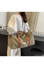 Washed Canvas Duffel Bag with Leather-Look Handles