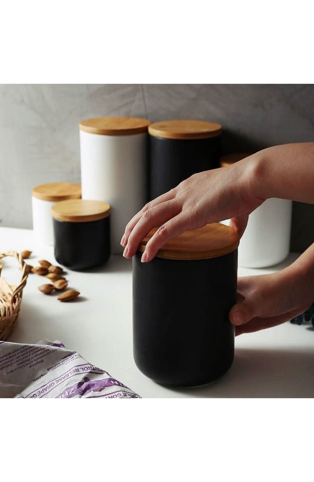Ceramic Storage Jar with Airtight Bamboo Lid