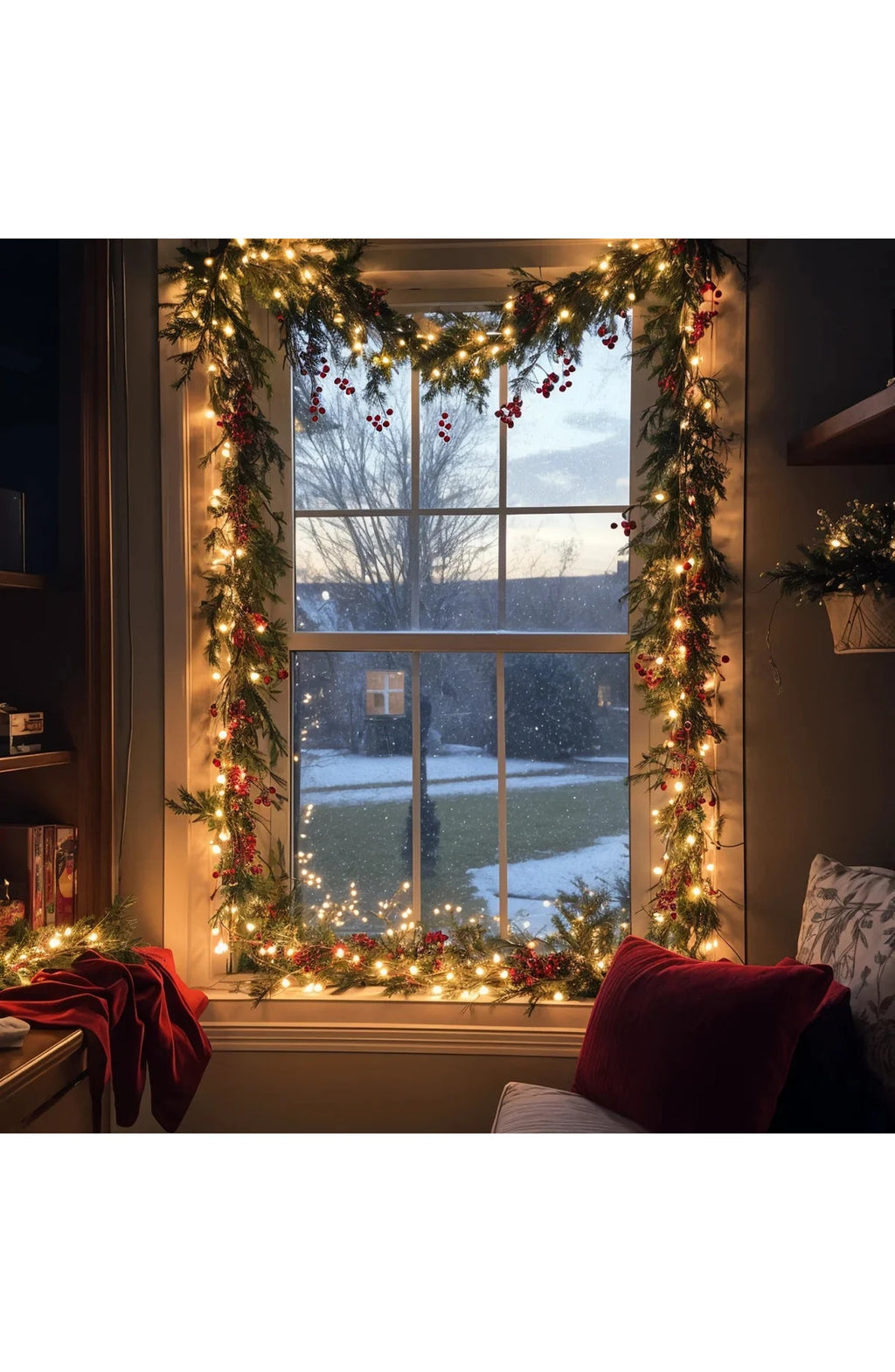LED Christmas Garland with Red Berries 1.8 m