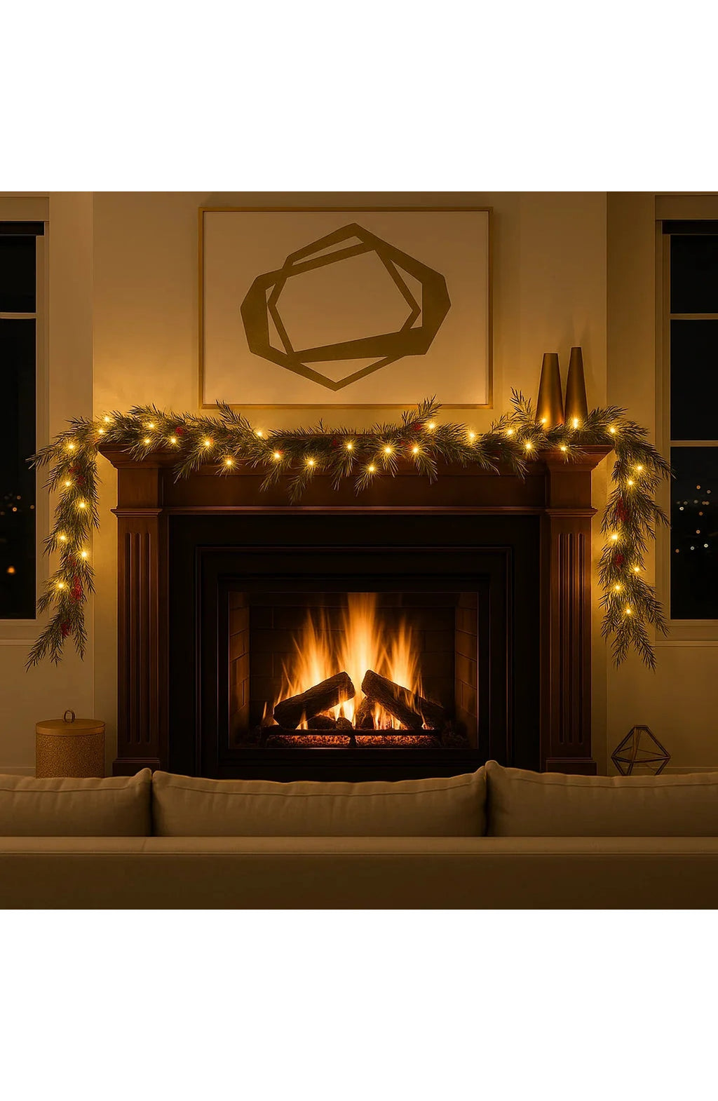 LED Christmas Garland with Red Berries 1.8 m