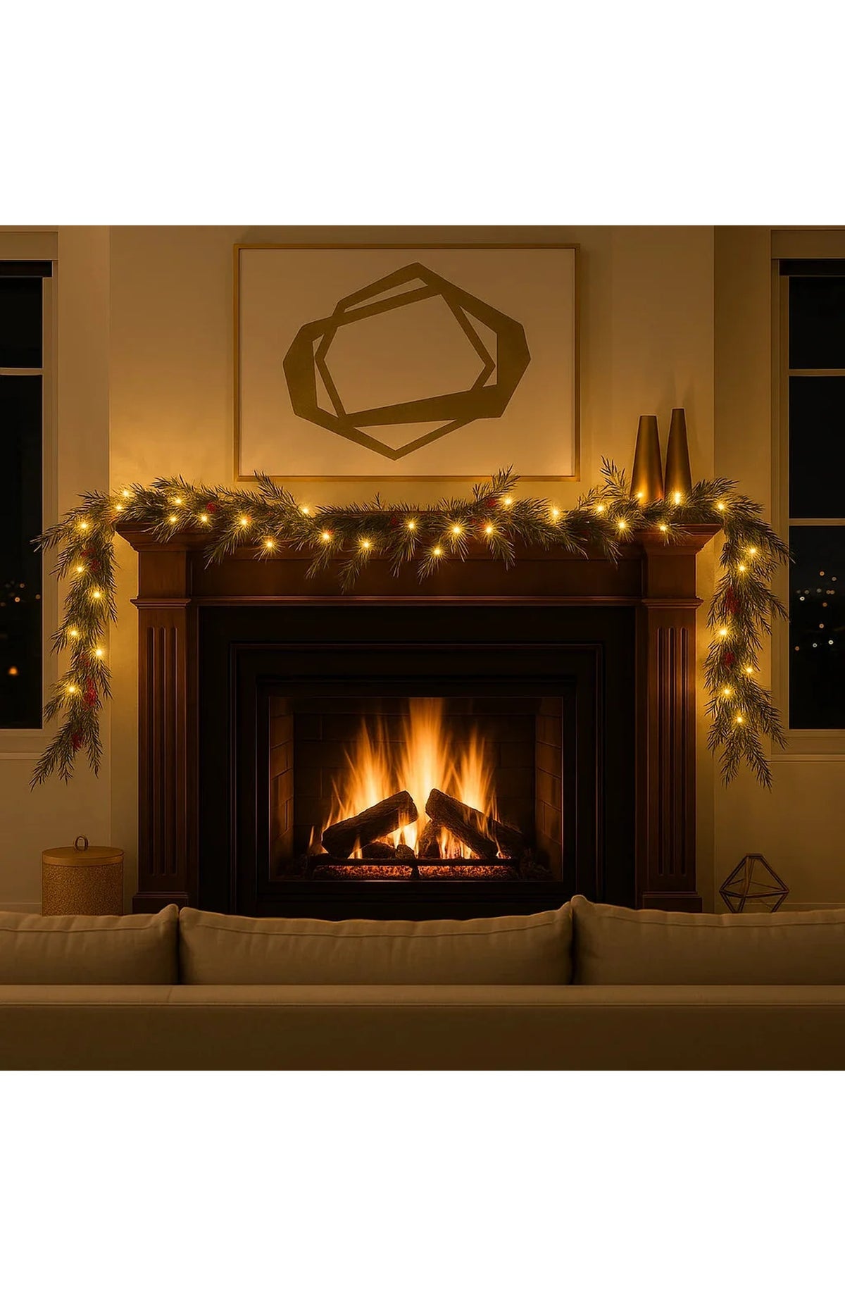 LED Christmas Garland with Red Berries 1.8 m