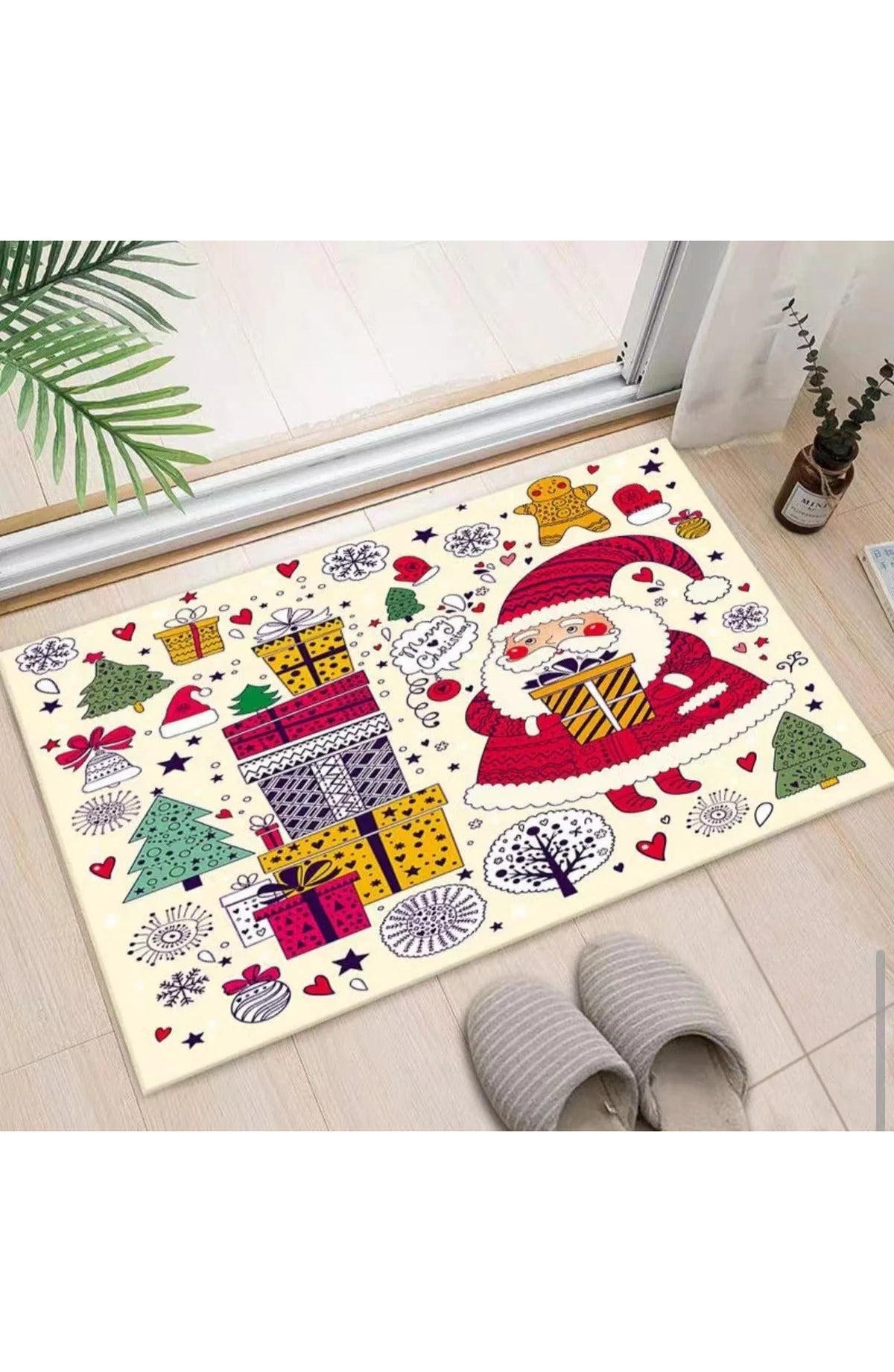 Christmas Door Mat with Santa and Friends