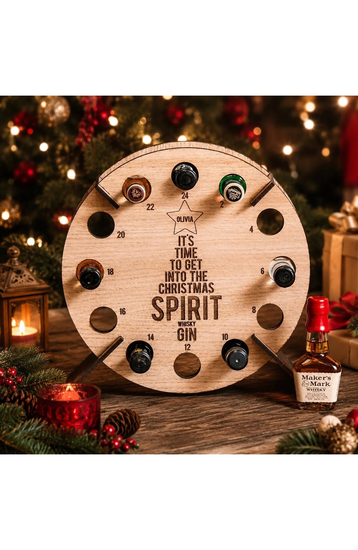Wooden Bottle Advent Calendar