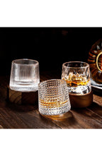 Spinning Whisky Glass with Wooden Coaster